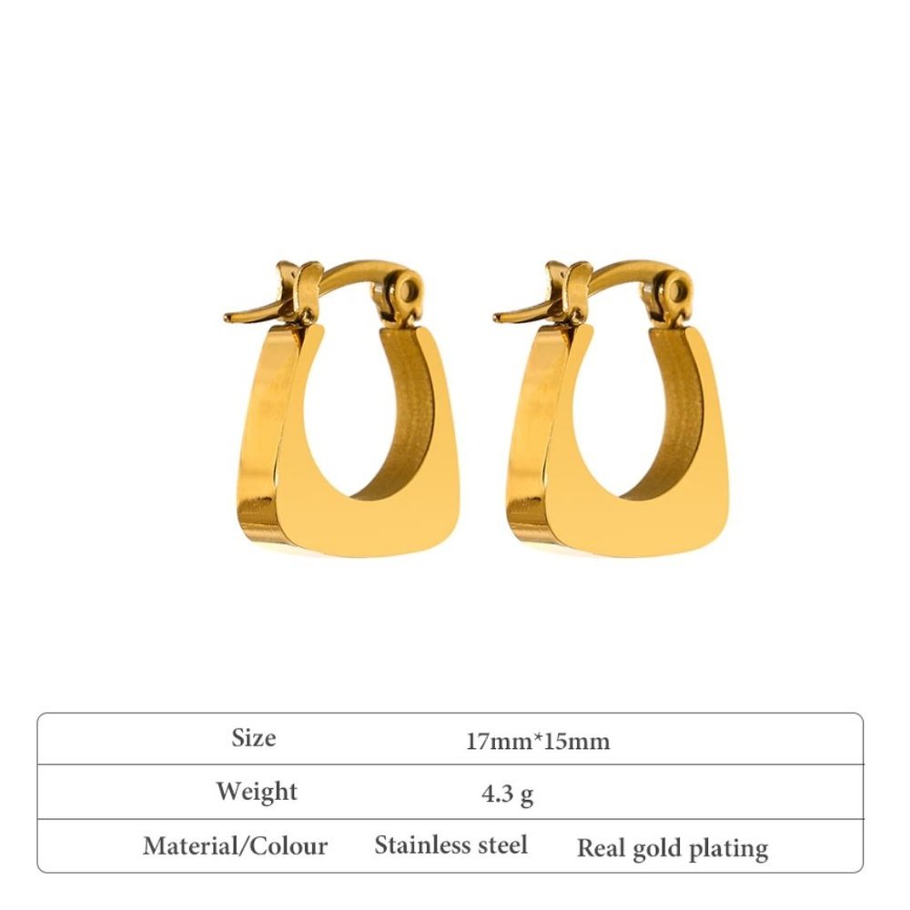 New 18K Gold Plated Square Geometric Hoop Earrings - Picture 3 of 5